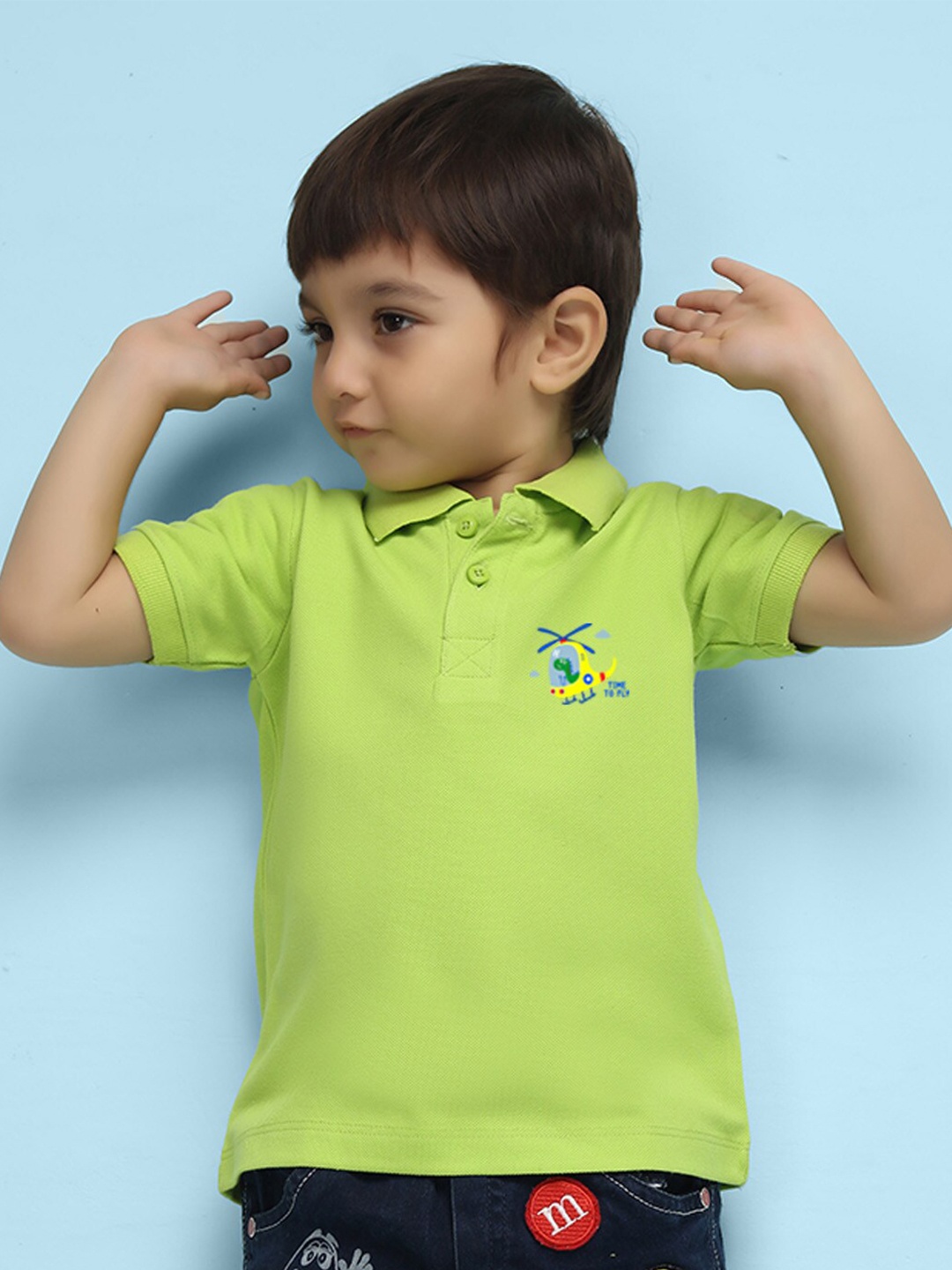 

NUSYL Kids Polo Collar Short Sleeves T-shirt, Lime green