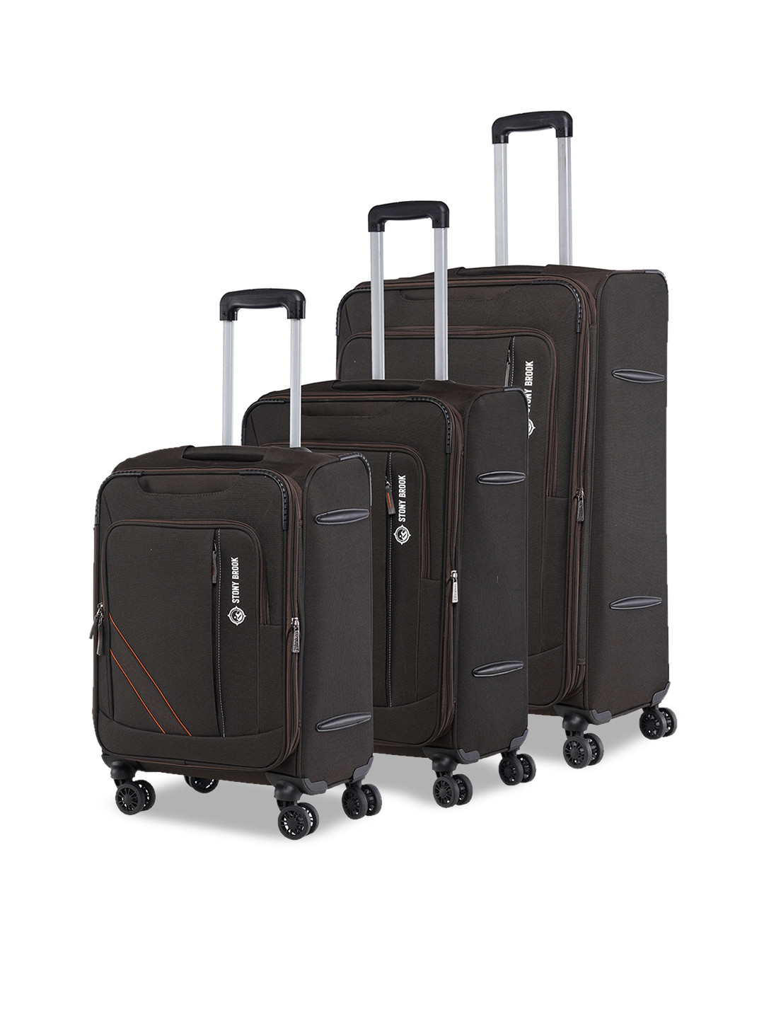 

Stony Brook by Nasher Miles Set Of 3 Soft-Sided Trolley Suitcase, Brown