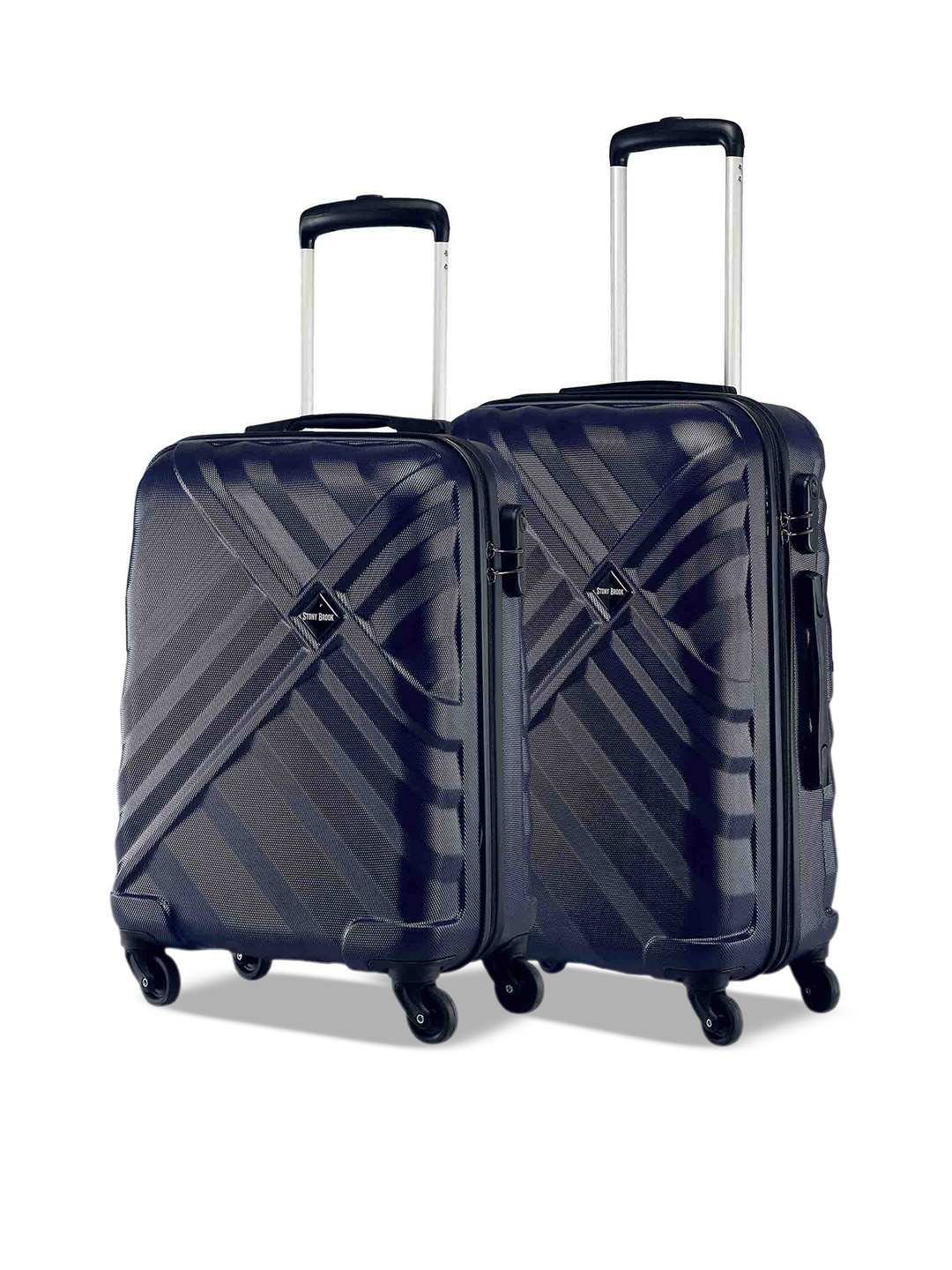 

Stony Brook by Nasher Miles Set Of 2 Textured Hard-Sided Trolley Suitcase, Navy blue