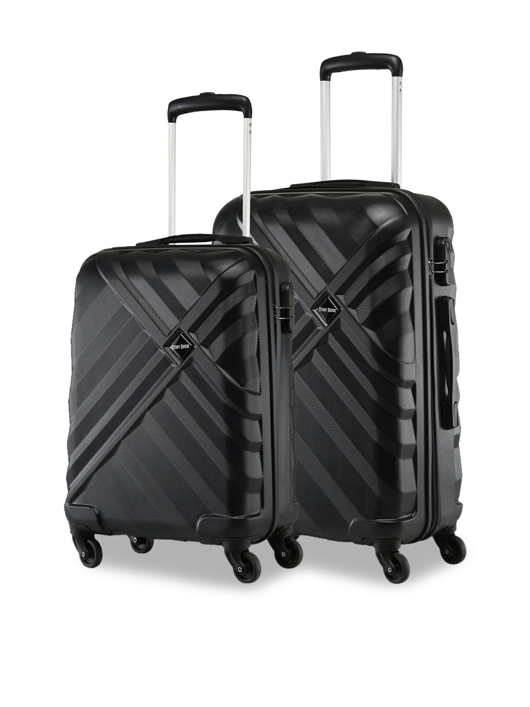 

Stony Brook by Nasher Miles Set Of 2 360-Degree Rotation Hard-Sided Trolley Suitcases, Black