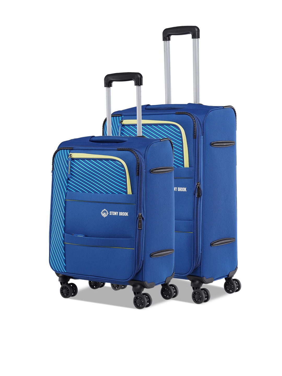 

Stony Brook by Nasher Miles Set Of 2 Textured Soft-Sided Trolley Suitcases, Blue