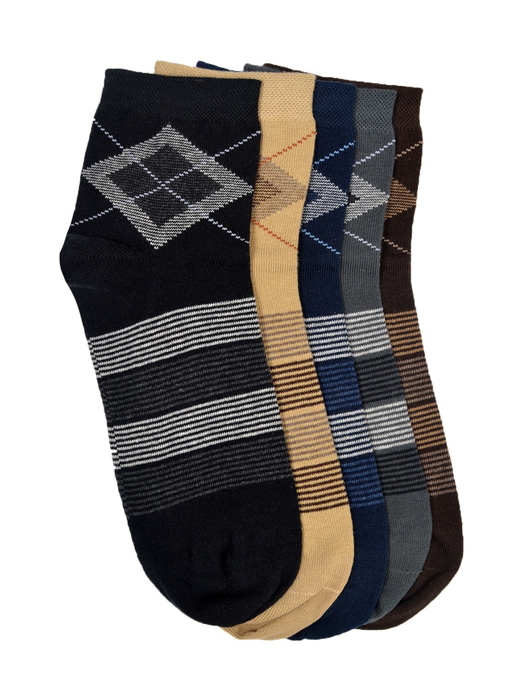 

MARC Men Pack of 5 Patterned Ankle-Length Socks, Multi