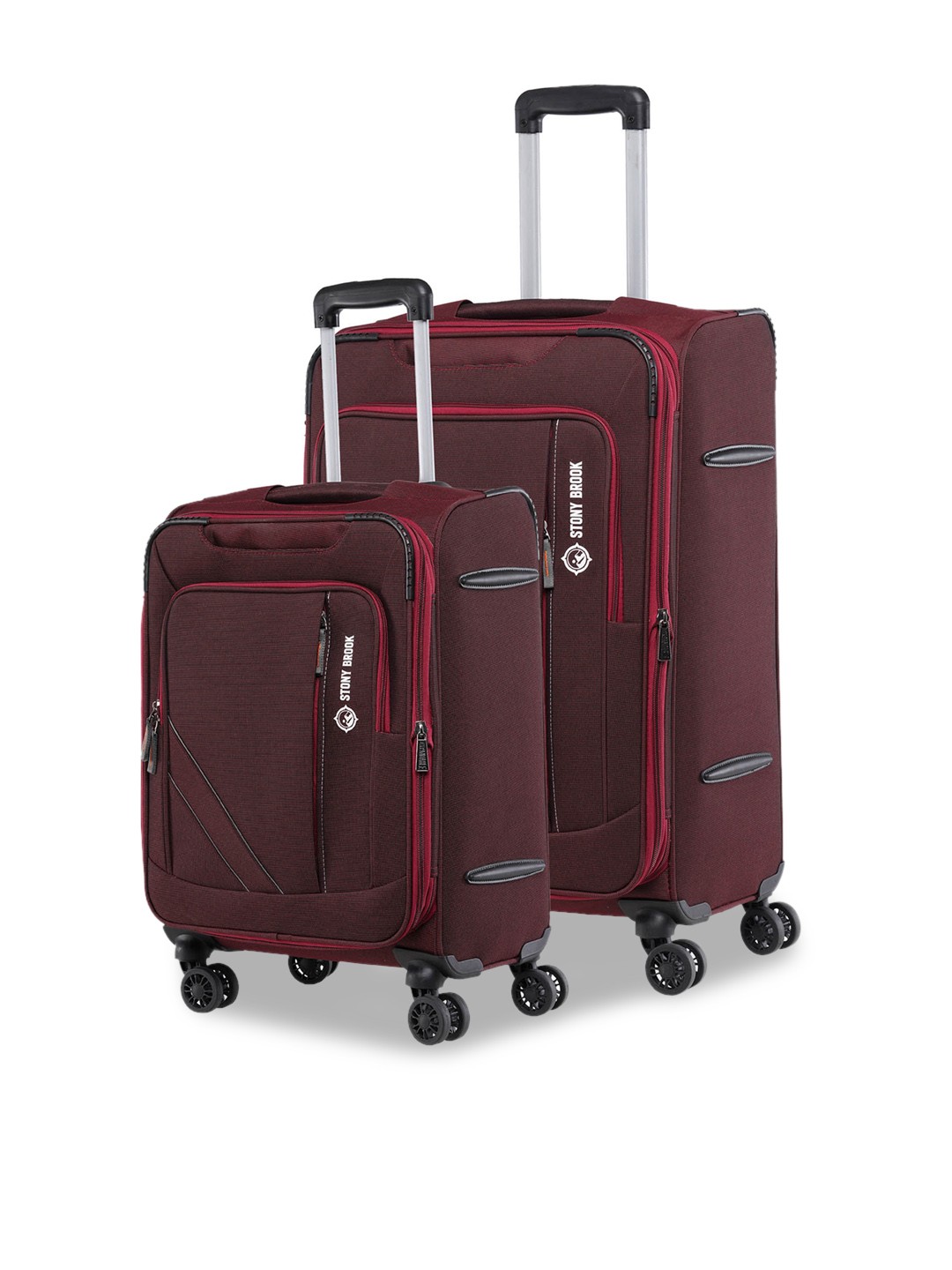 

Stony Brook by Nasher Miles Set Of 2 Textured Soft-Sided Trolley Suitcases, Maroon