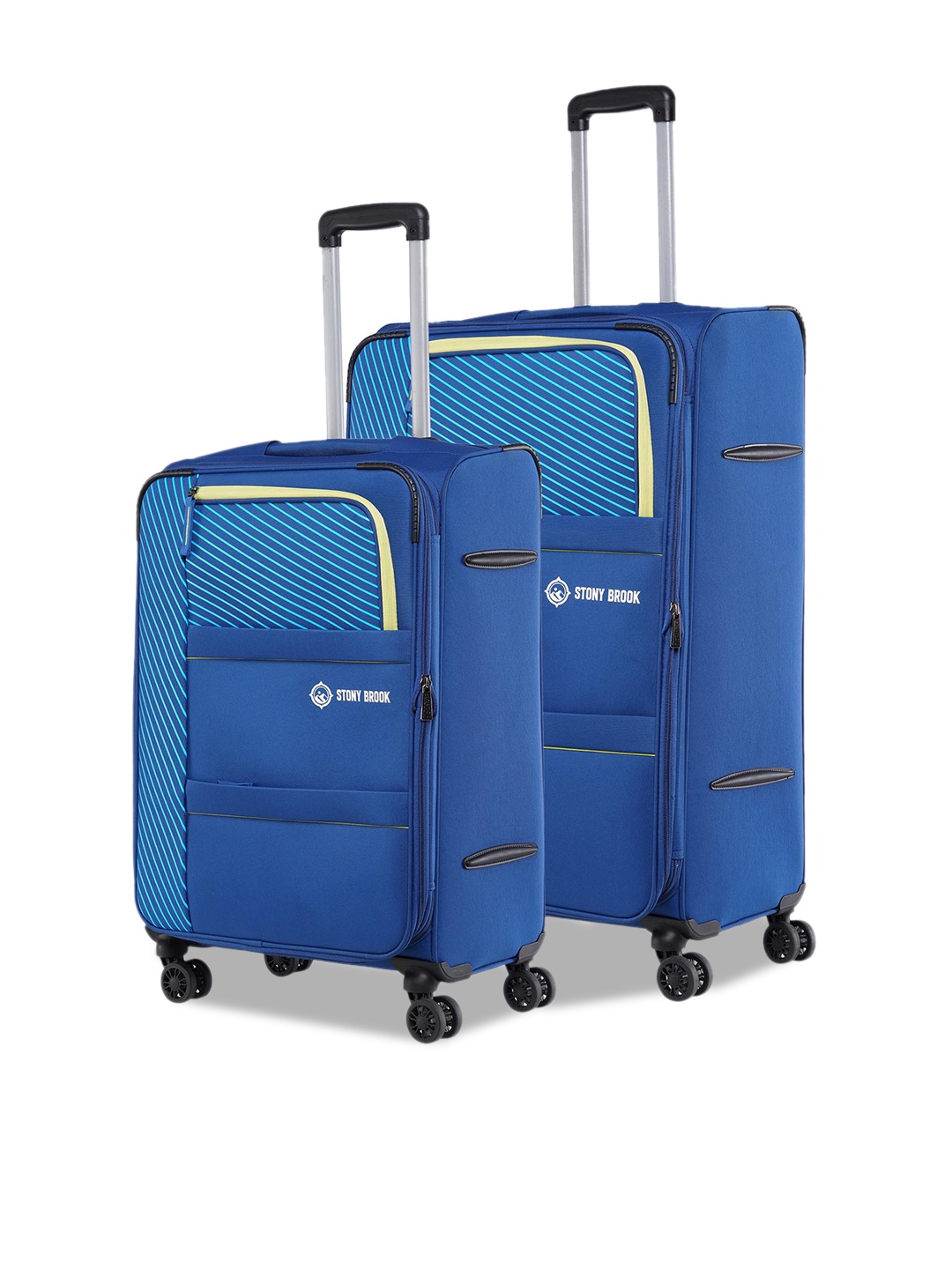 

Stony Brook by Nasher Miles Set Of 2 Striped Soft-Sided Trolley Suitcases, Blue