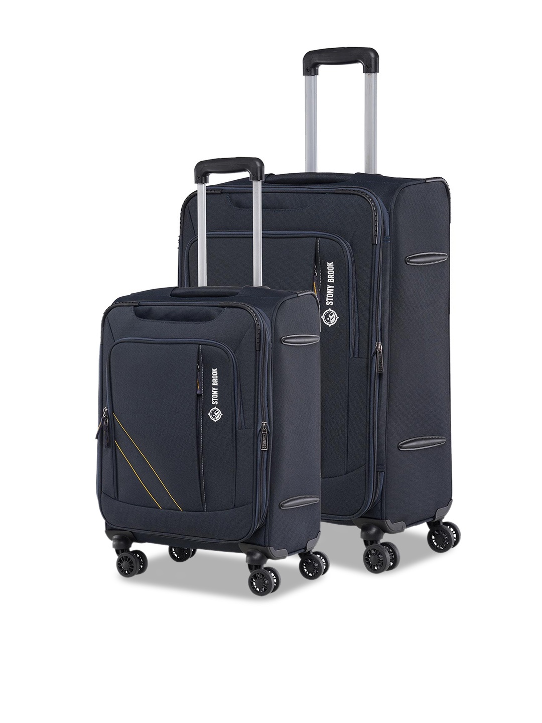

Stony Brook by Nasher Miles Set Of 2 Textured Thunder Soft-Sided Trolley Suitcases, Navy blue