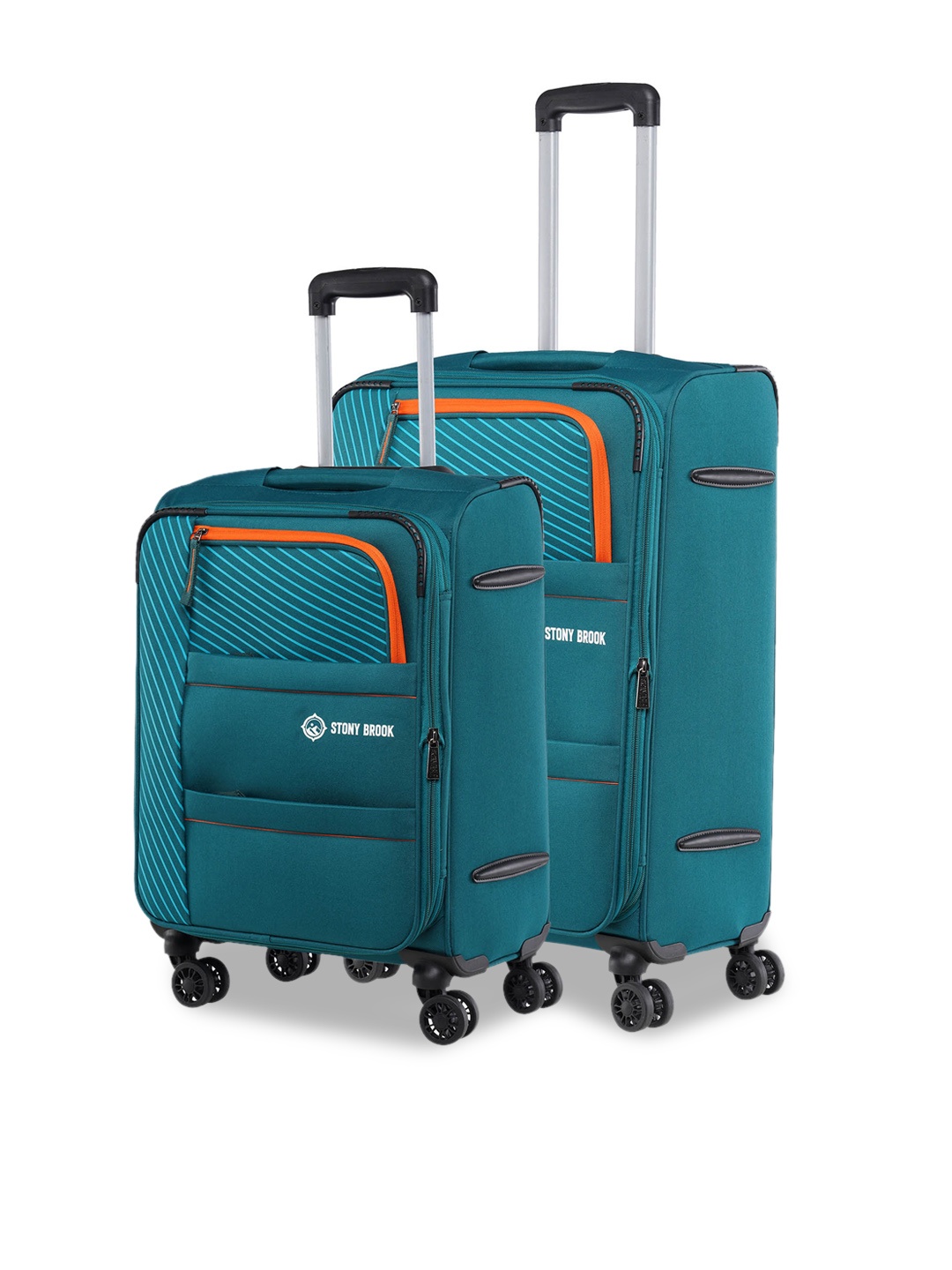 

Stony Brook by Nasher Miles Set Of 2 Printed Soft-Sided Trolley Suitcases, Teal
