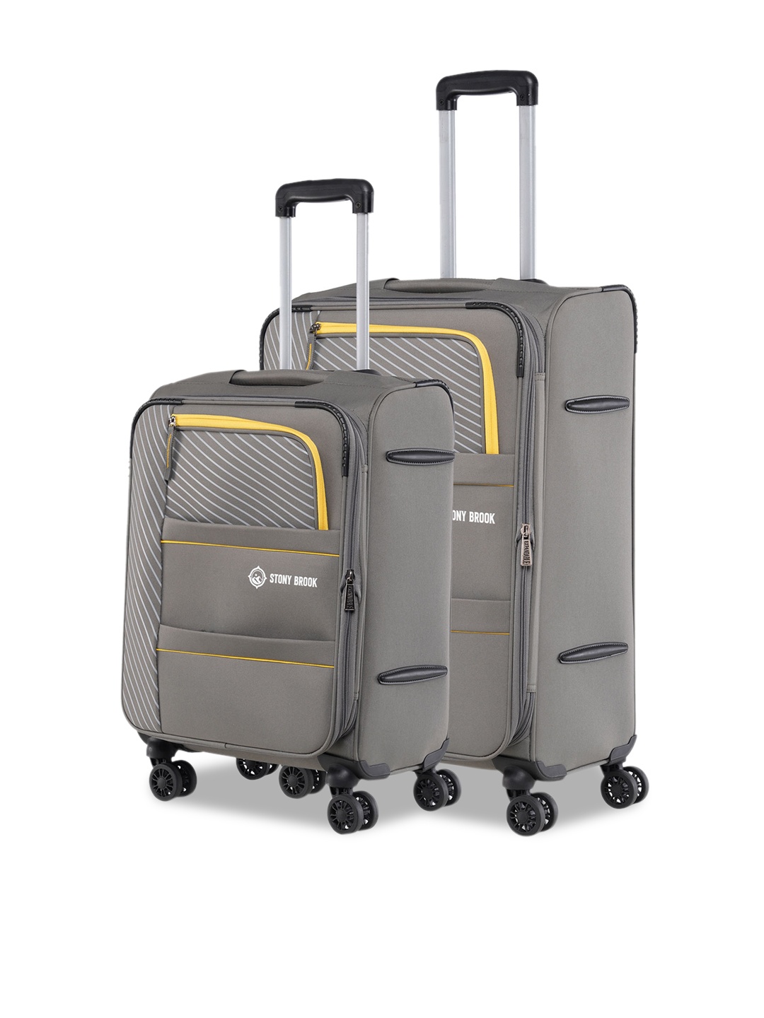 

Stony Brook by Nasher Miles Set Of 2 Printed Soft-Sided Trolley Suitcases, Grey