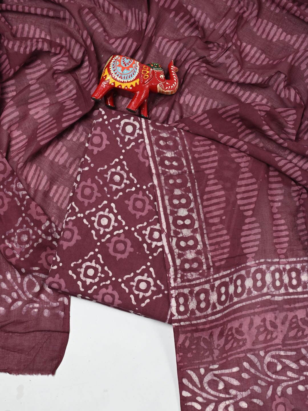 

Meena Bazaar Ethnic Motifs Pure Cotton Unstitched Dress Material, Mauve