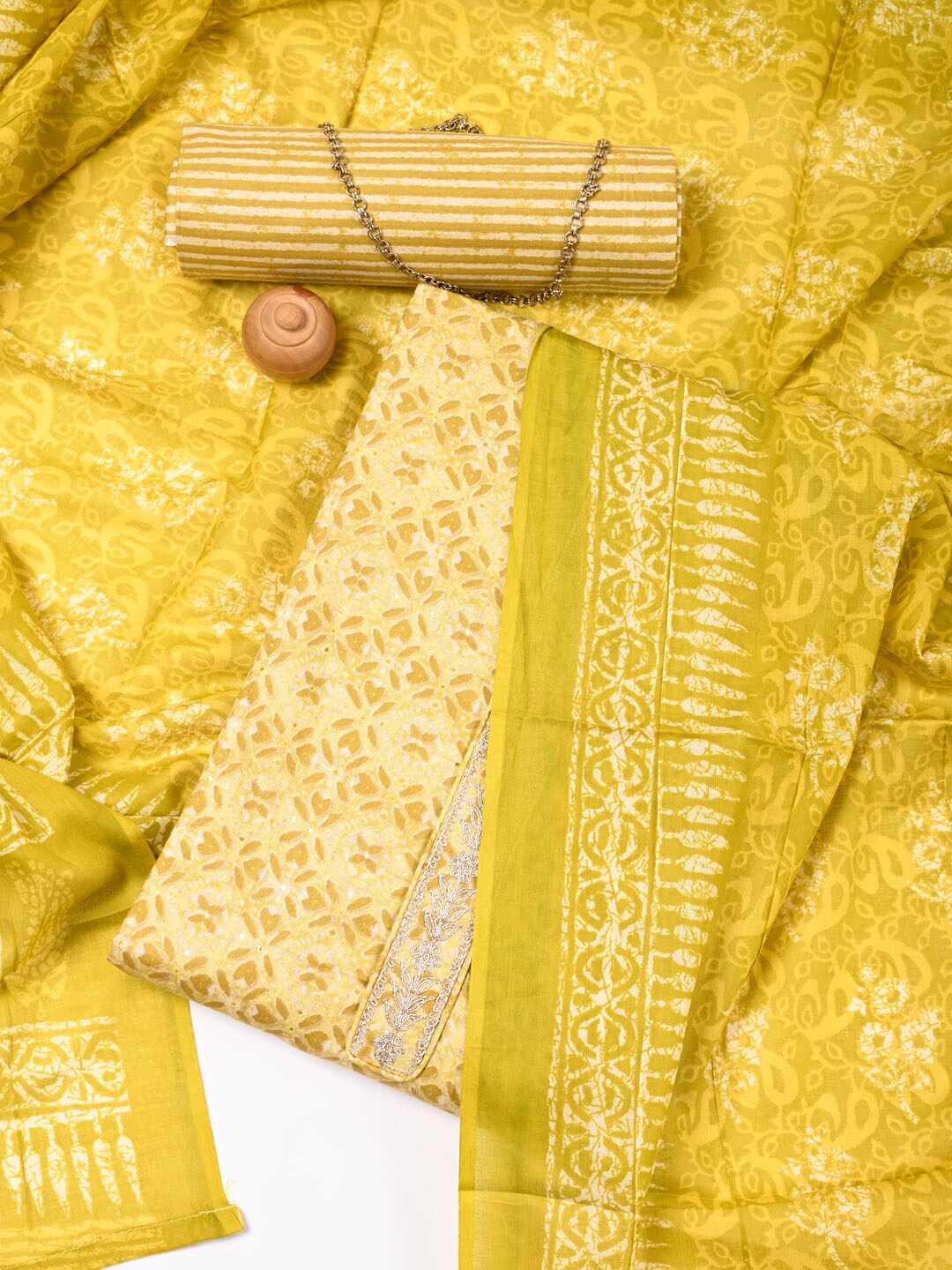

Meena Bazaar Printed Pure Cotton Unstitched Dress Material, Yellow