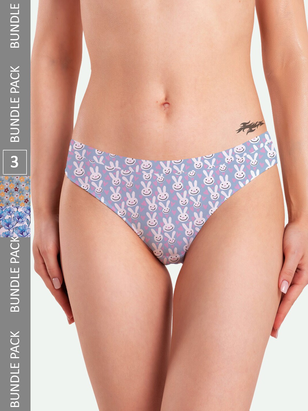 

mezmoda Women Pack Of 3 Printed Ultra Soft Breathable Anti-Microbial Anti-Odour Briefs, Blue