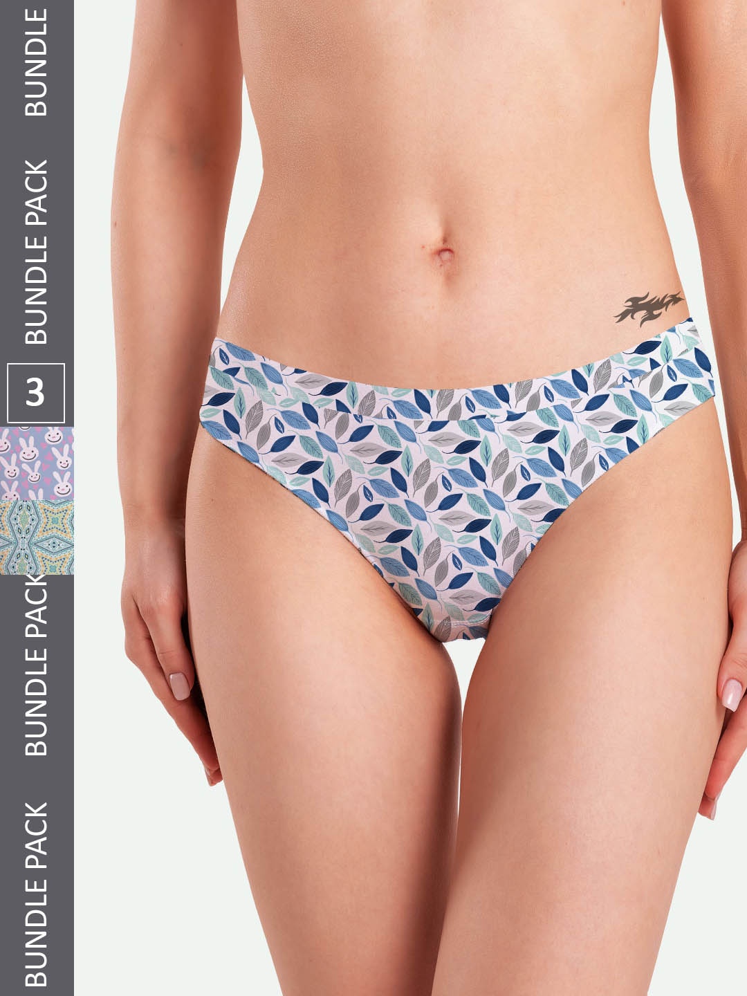 

mezmoda Women Pack Of 3 Printed Ultra Soft Breathable Anti-Bacterial Anti-Odour Briefs, White
