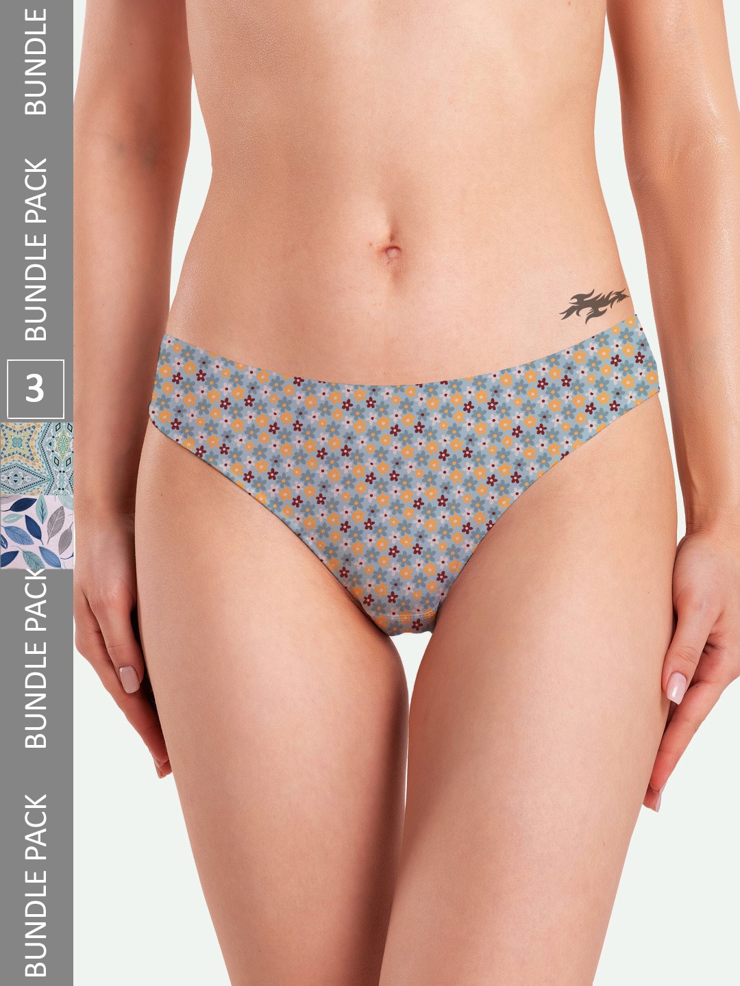 

mezmoda Women Pack Of 3 Printed Ultra Soft Breathable Anti-Bacterial Anti-Odour Briefs, Green