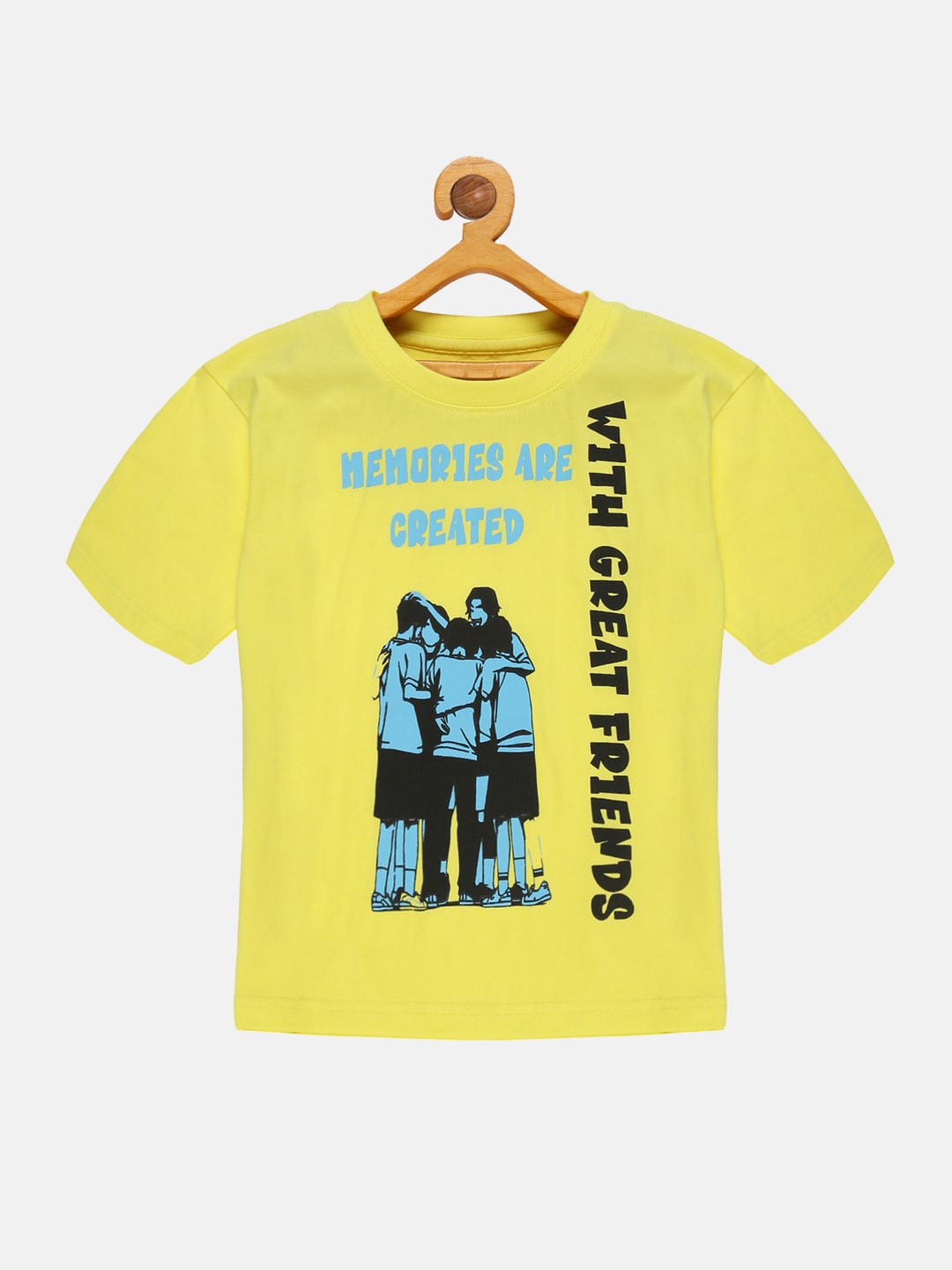 

KiddoPanti Boys Friendship Printed Pure Cotton T-shirt, Yellow
