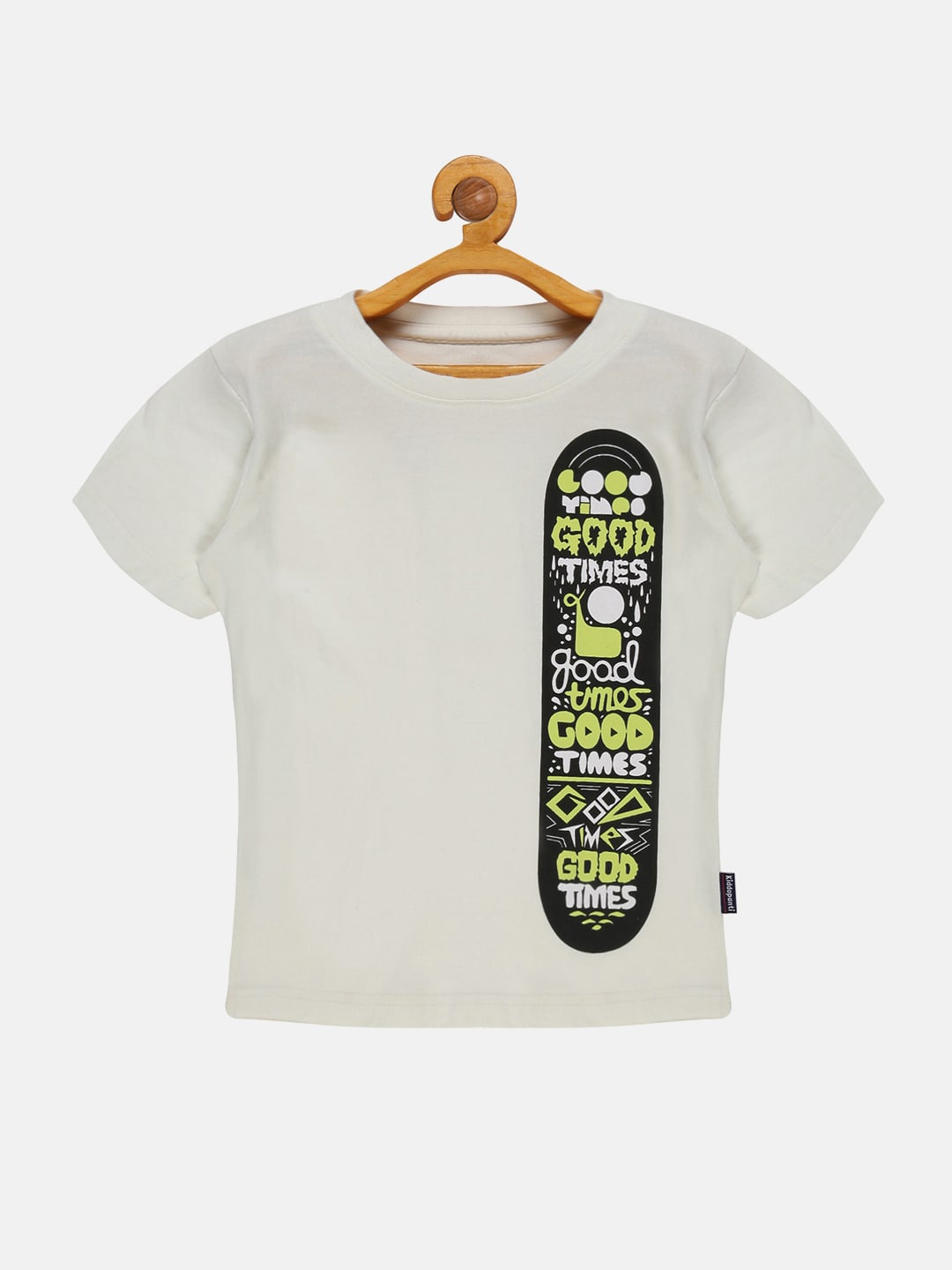 KiddoPanti Boys Typography Printed -Pure Cotton T-shirt, White
