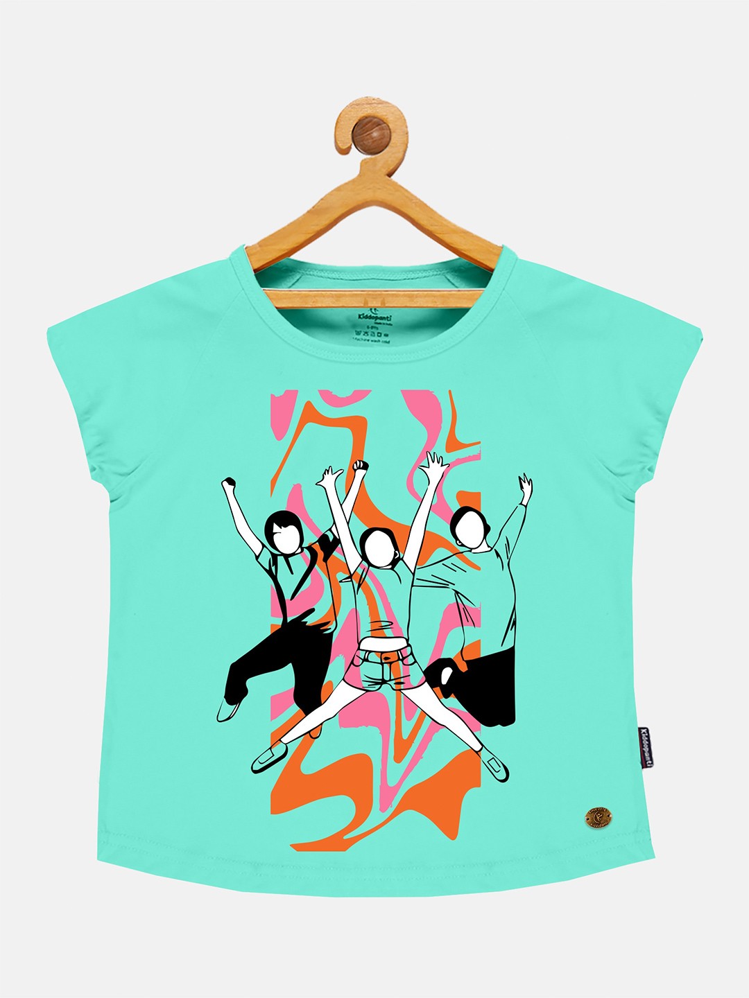 

KiddoPanti Girls Graphic Printed Pure Cotton T-shirt, Blue