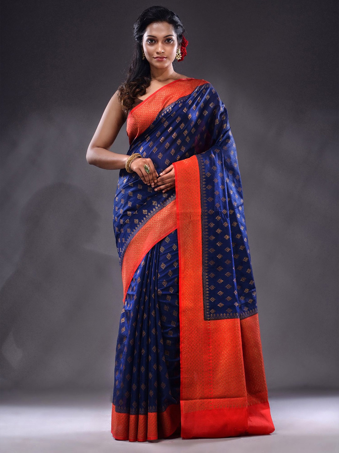 

Charukriti Ethinic Motifs Woven Design Zari Saree, Blue