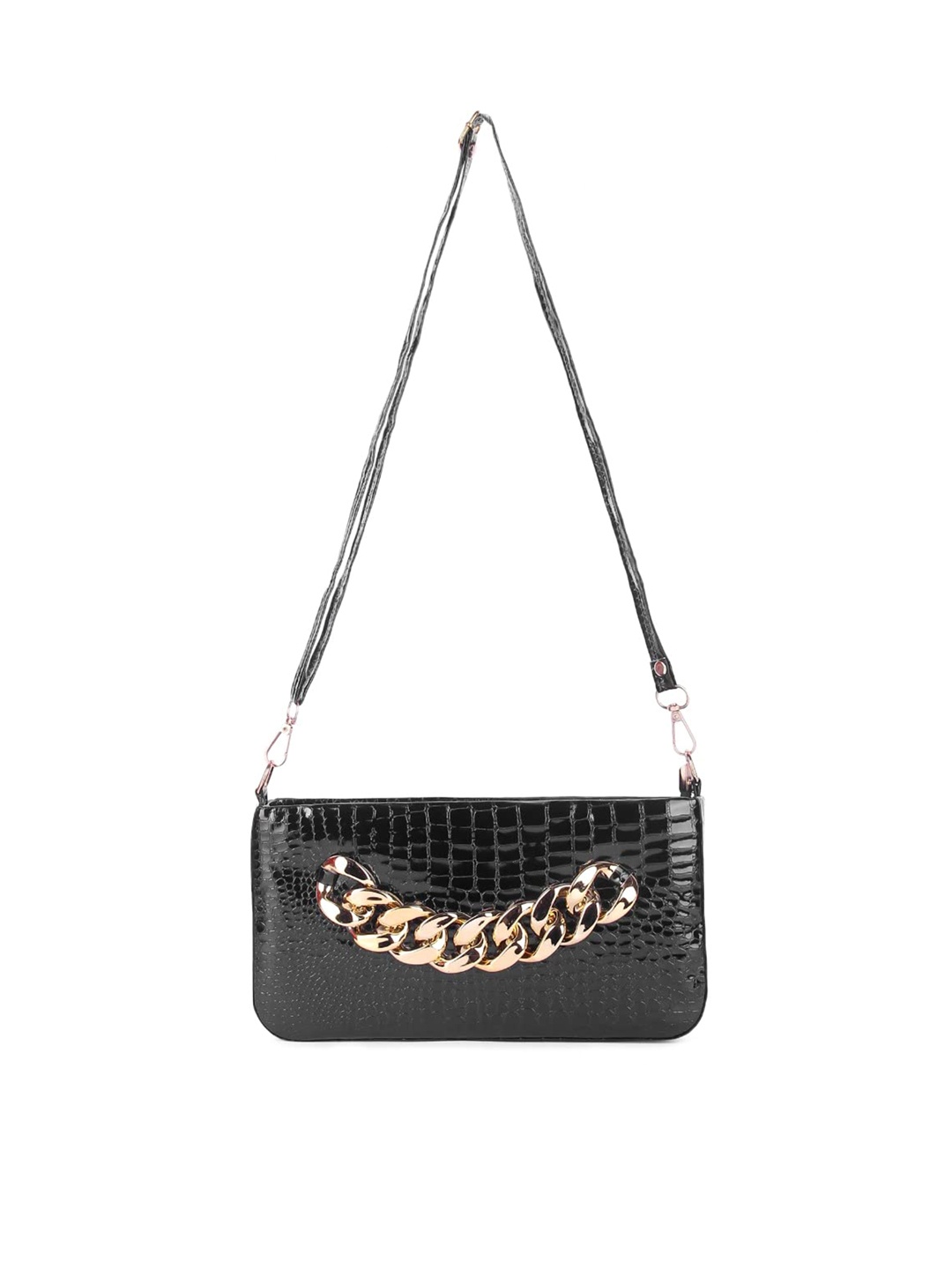 

DN Creation Women Textured Embellished Structured Sling Bag, Black