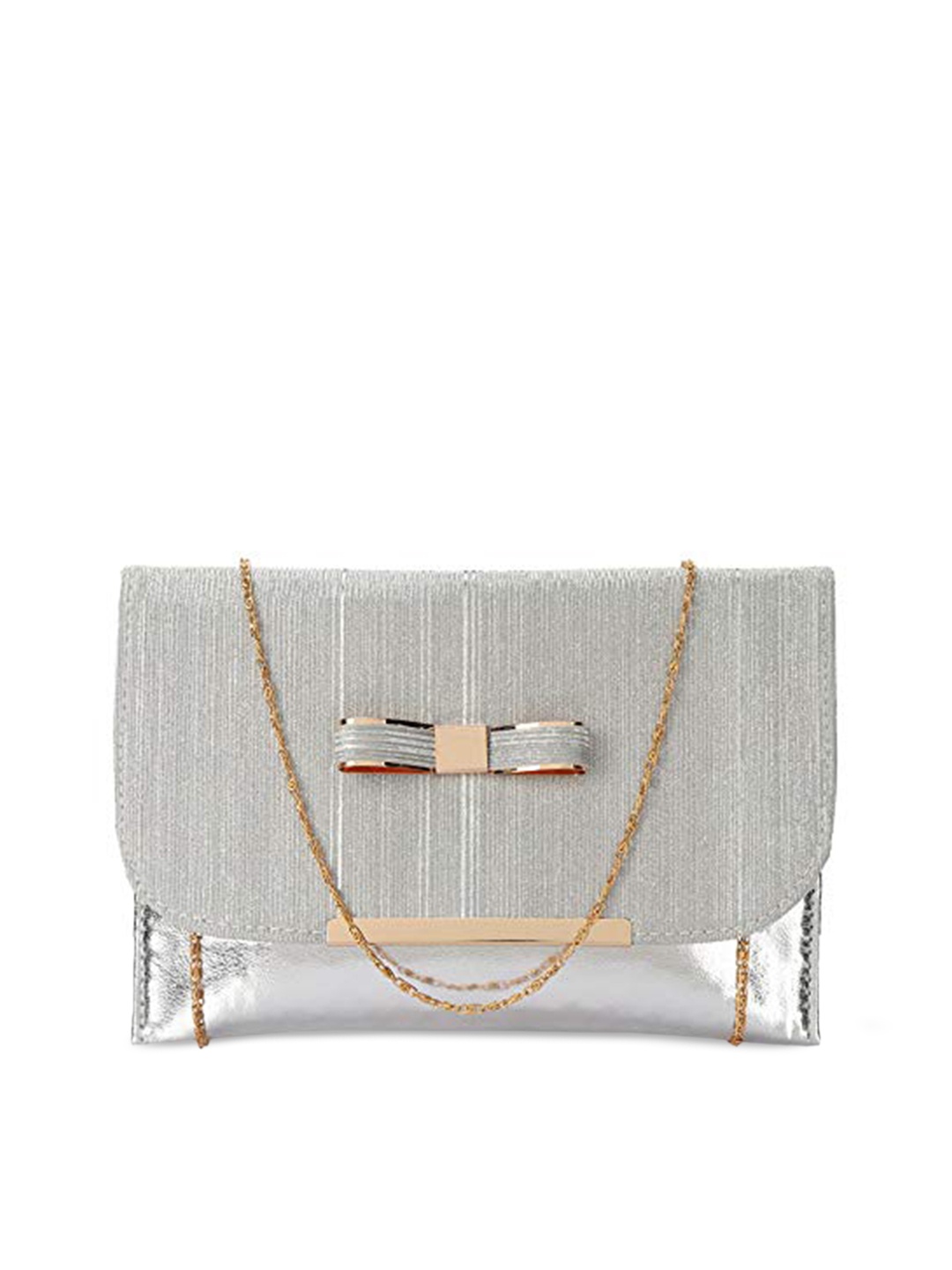 

DN Creation Embellished Envelope Clutch With Bow Detail, Silver