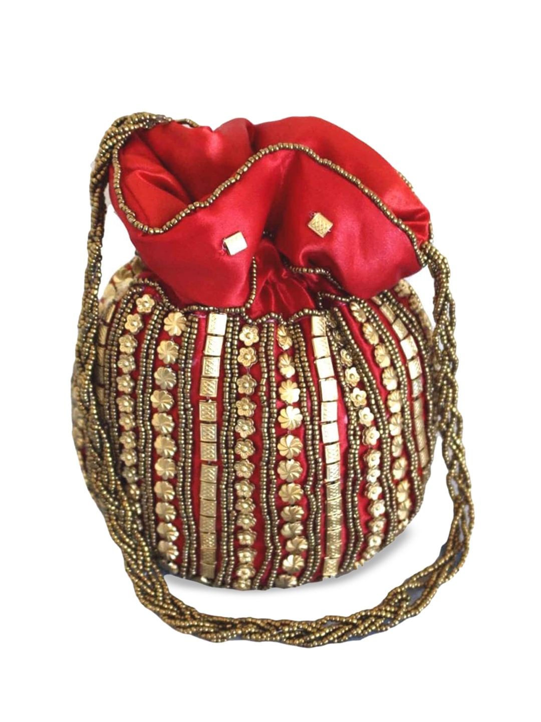 

DN Creation Embellished Potli Bag, Red