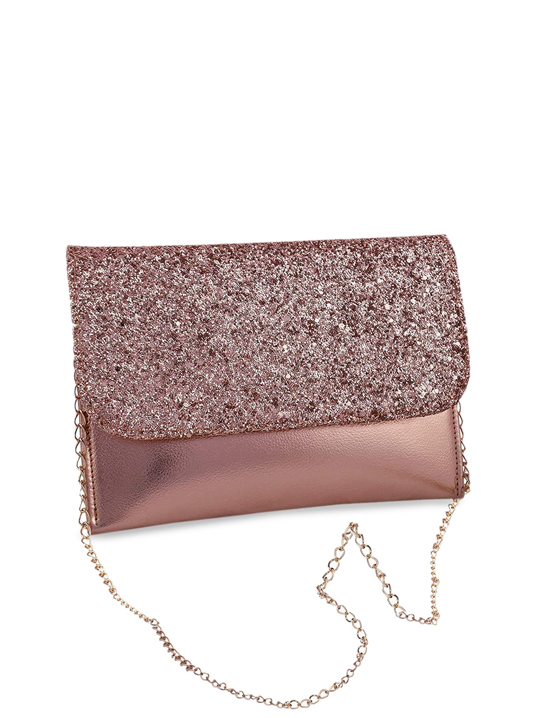 

DN Creation Textured Structured Sling Bag With Embellished, Rose