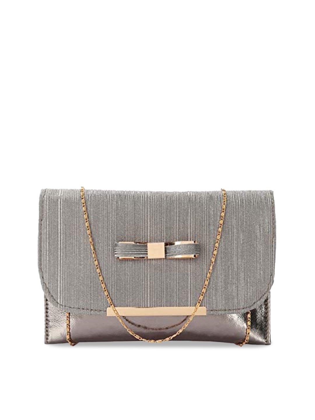 

DN Creation Embellished Envelope Clutch With Bow Detail, Grey