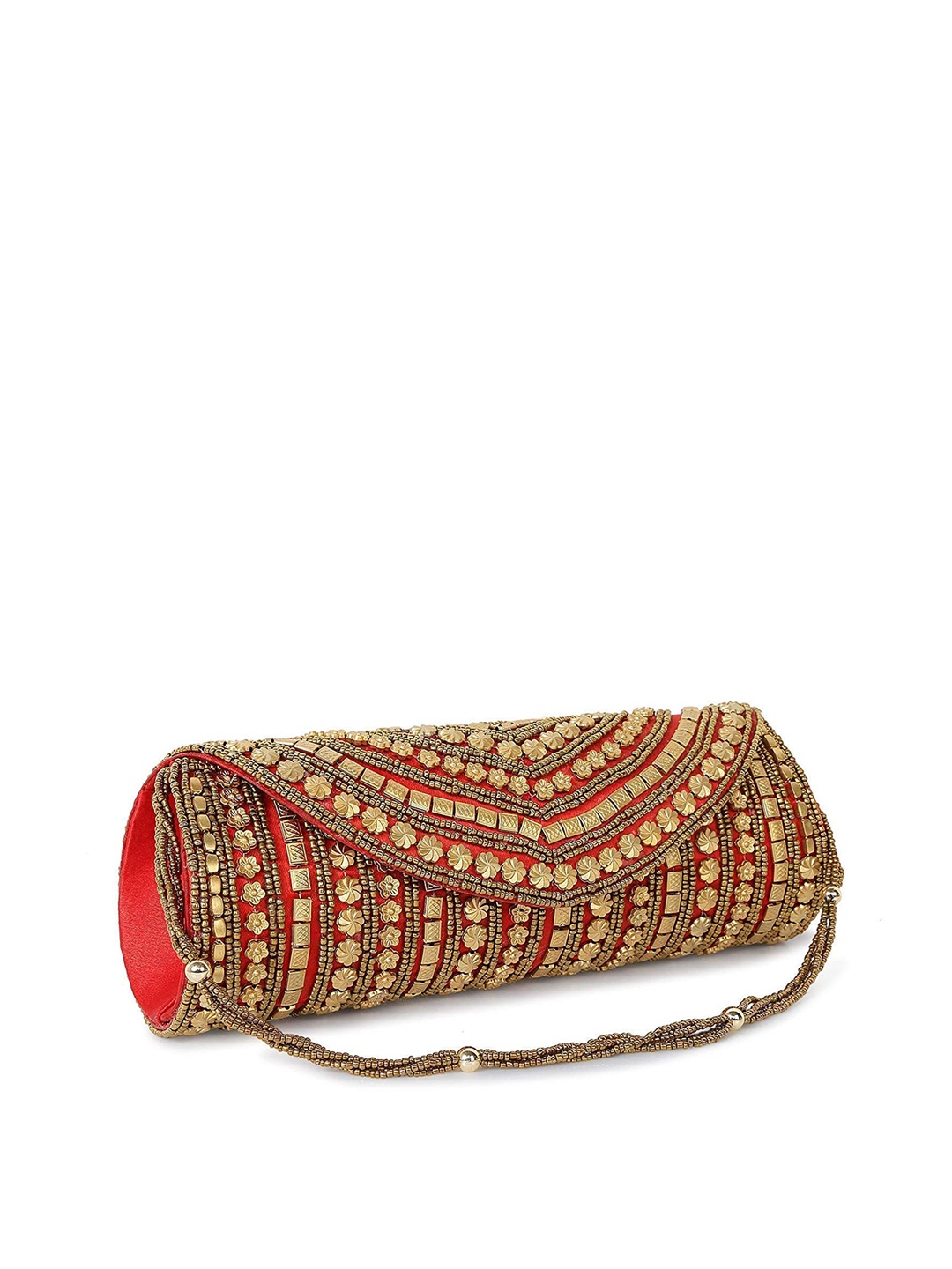 

DN Creation Embroidered Envelope Clutch, Red