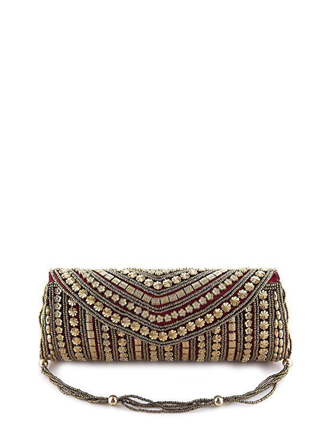 

DN Creation Women Embellished Fabric Box Clutches, Gold
