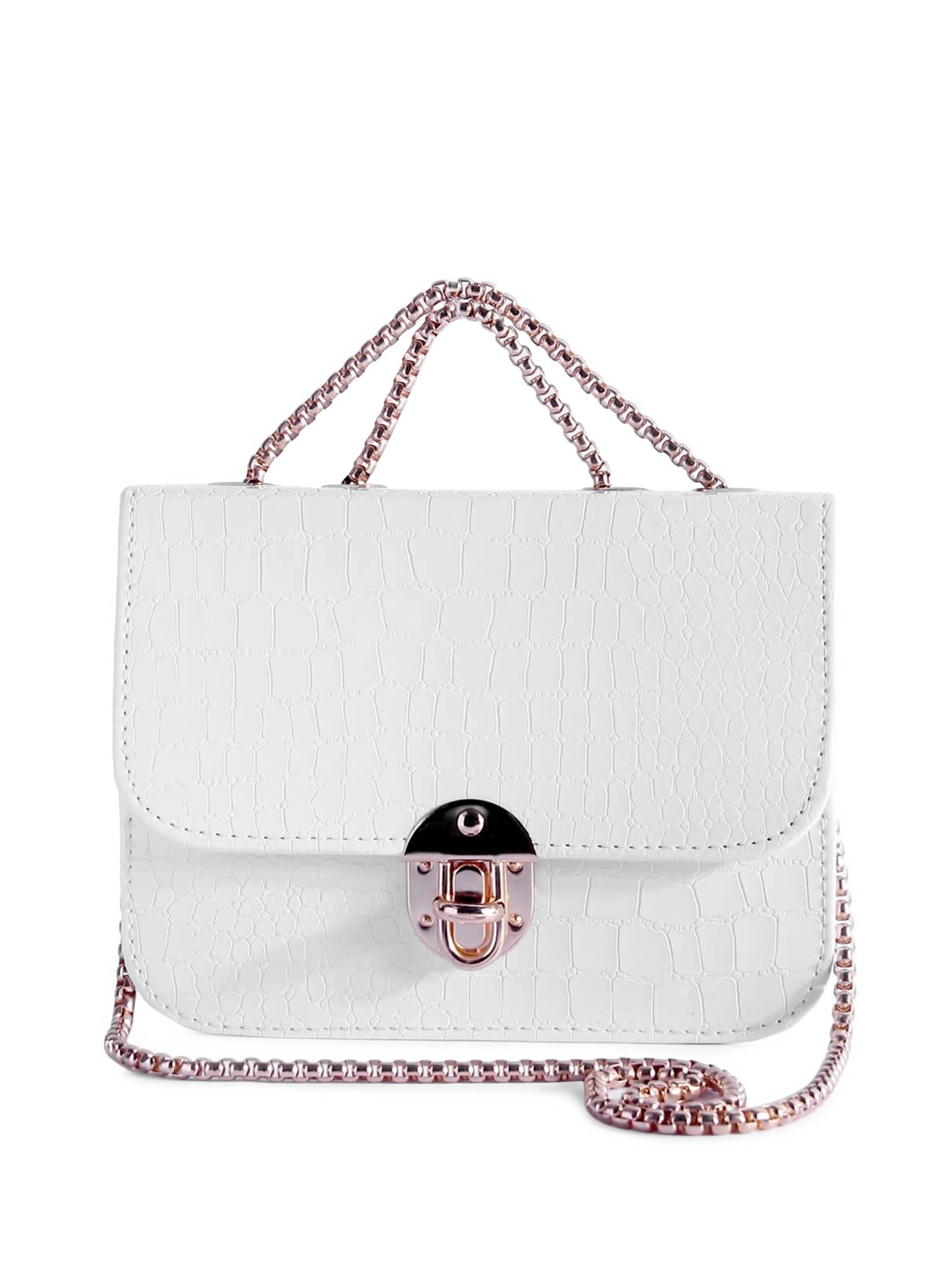 

DN Creation Textured Structured Shoulder Bag, White