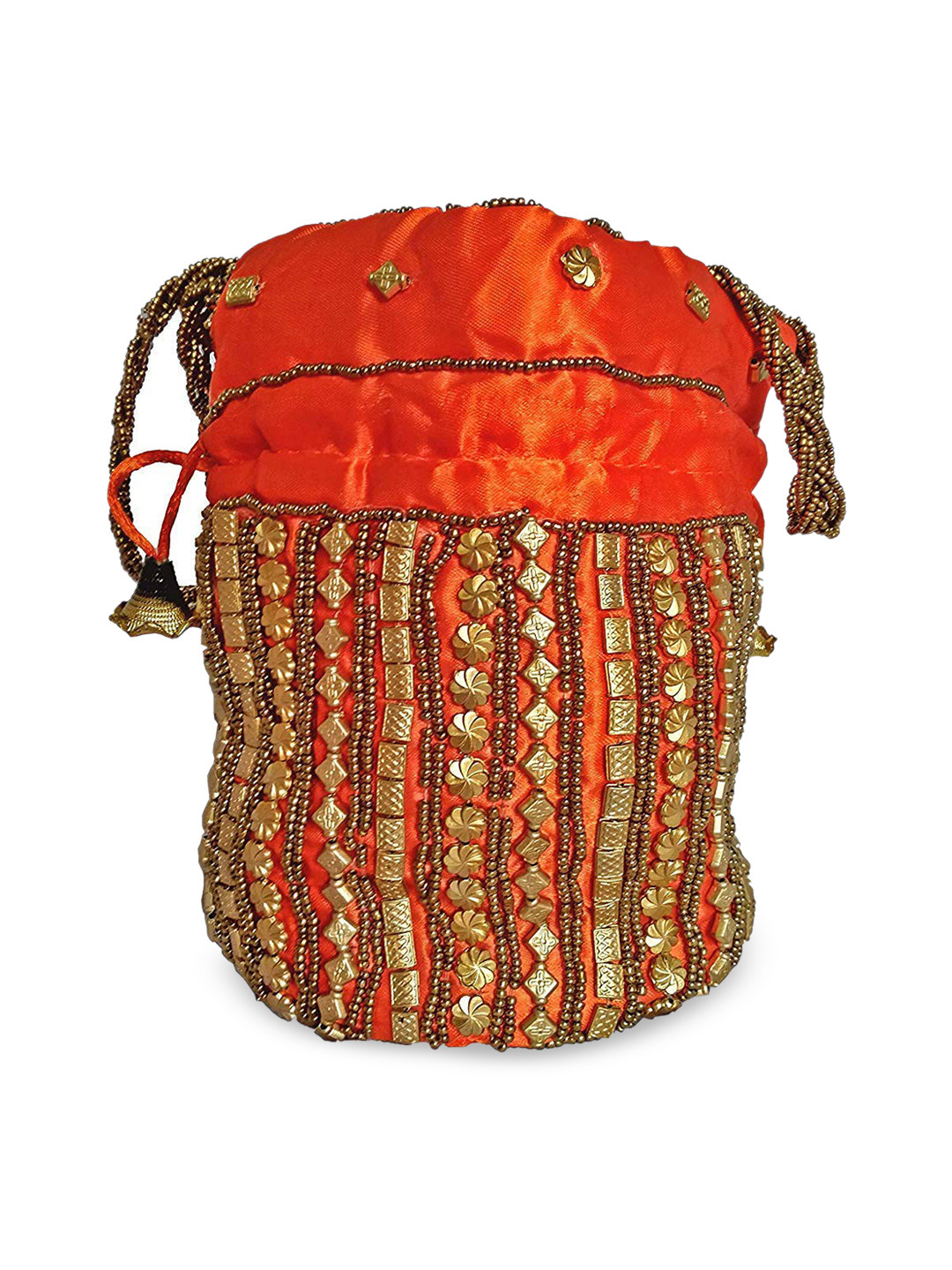 

DN Creation Embellished Bucket Potli Bag, Orange