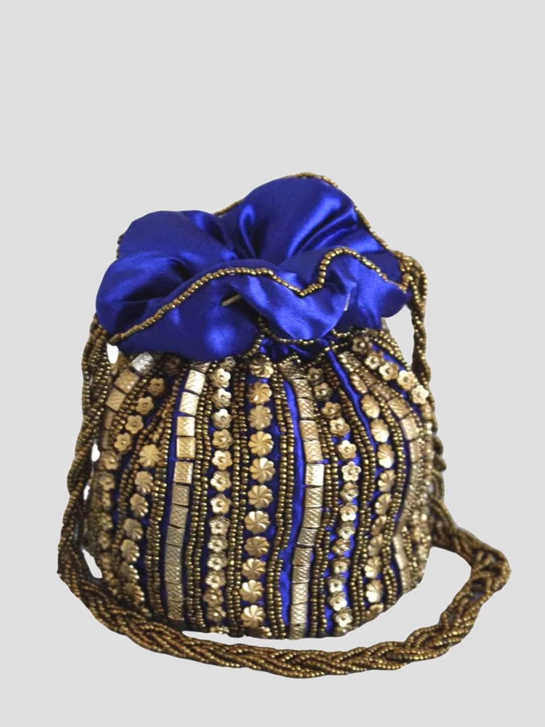 

DN Creation Embroidered Potli Bag, Blue