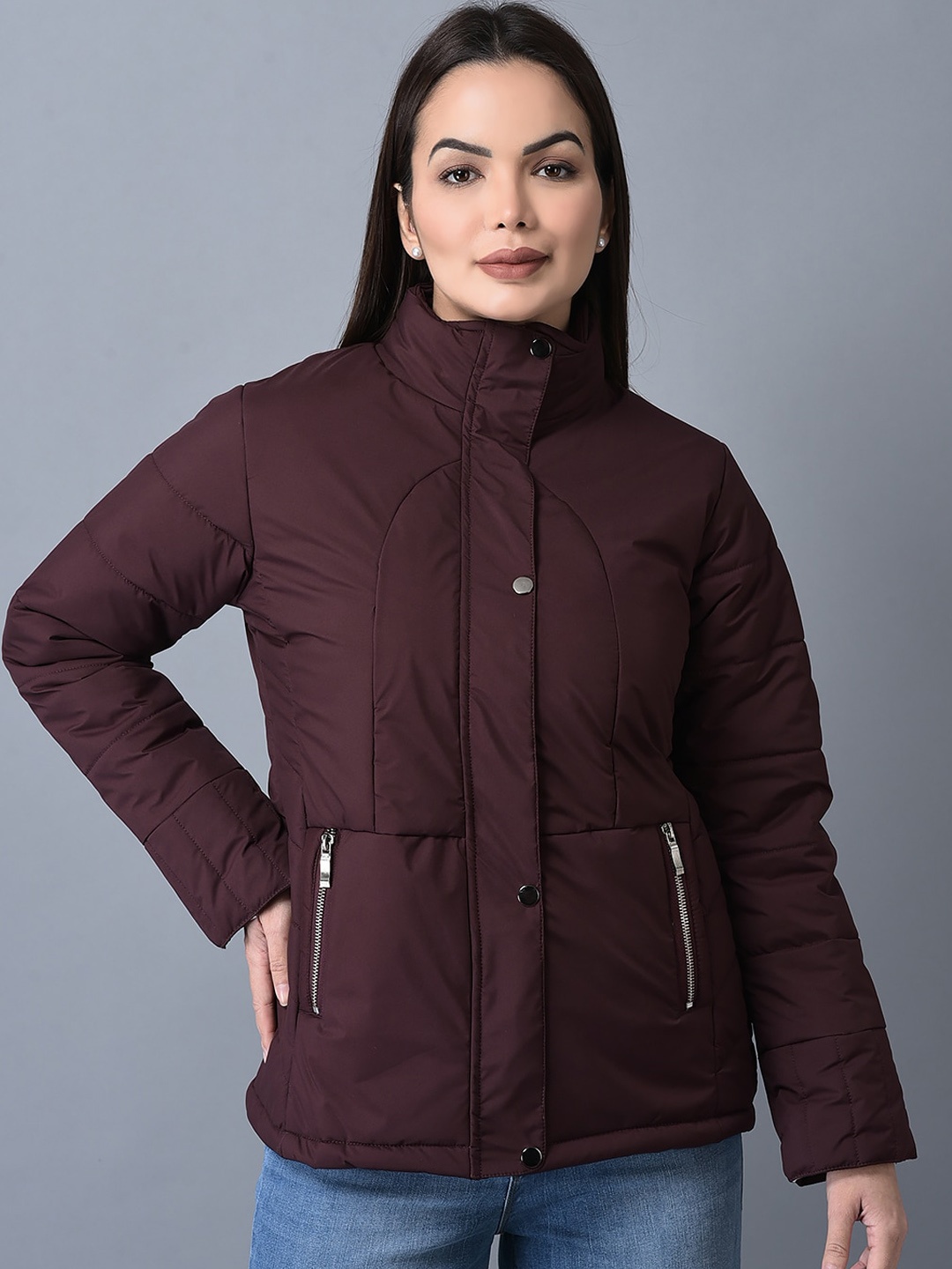 

CANOE Mock Collar Lightweight Long Sleeves Padded Jacket, Maroon