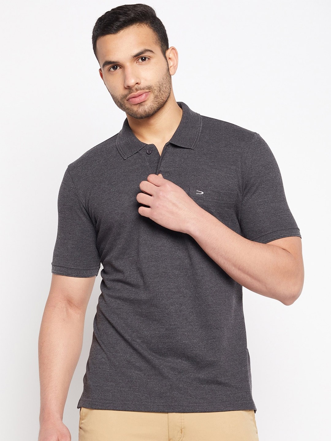 

Duke Polo Collar Cotton T-shirt, Grey
