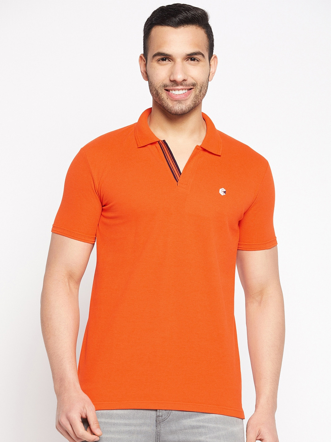 

Duke Men Polo Collar Cotton Slim Fit T-shirt, Orange