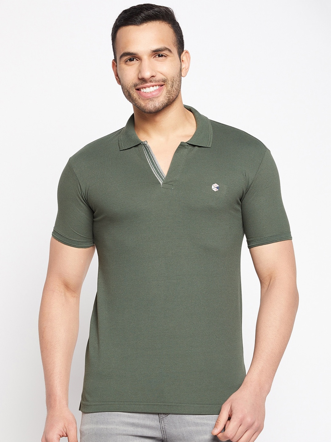 

Duke Men Polo Collar Cotton Slim Fit T-shirt, Green