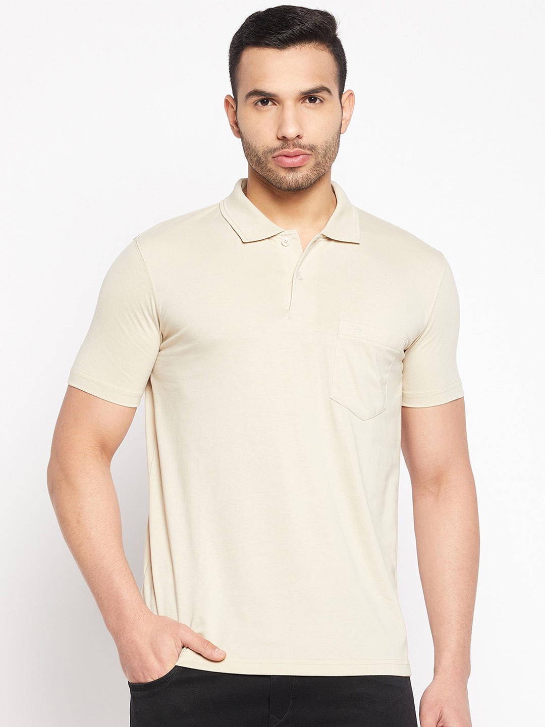 

Duke Polo Collar Cotton T-shirt, Beige