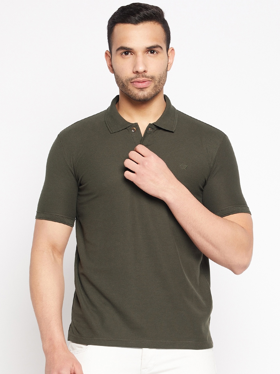 

Duke Polo Collar Cotton Slim Fit T-shirt, Olive