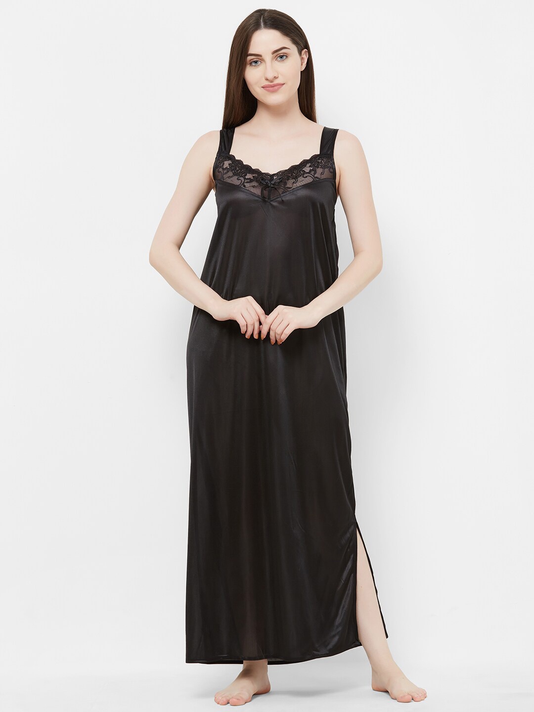 

NOIRA Sleeveless Maxi Nightdress With Robe, Black