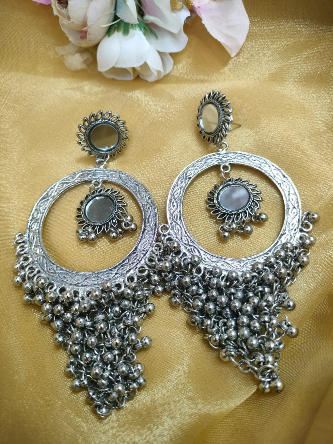 

MORKANTH JEWELLERY Silver-Plated Mirror Drop Earrings, Grey