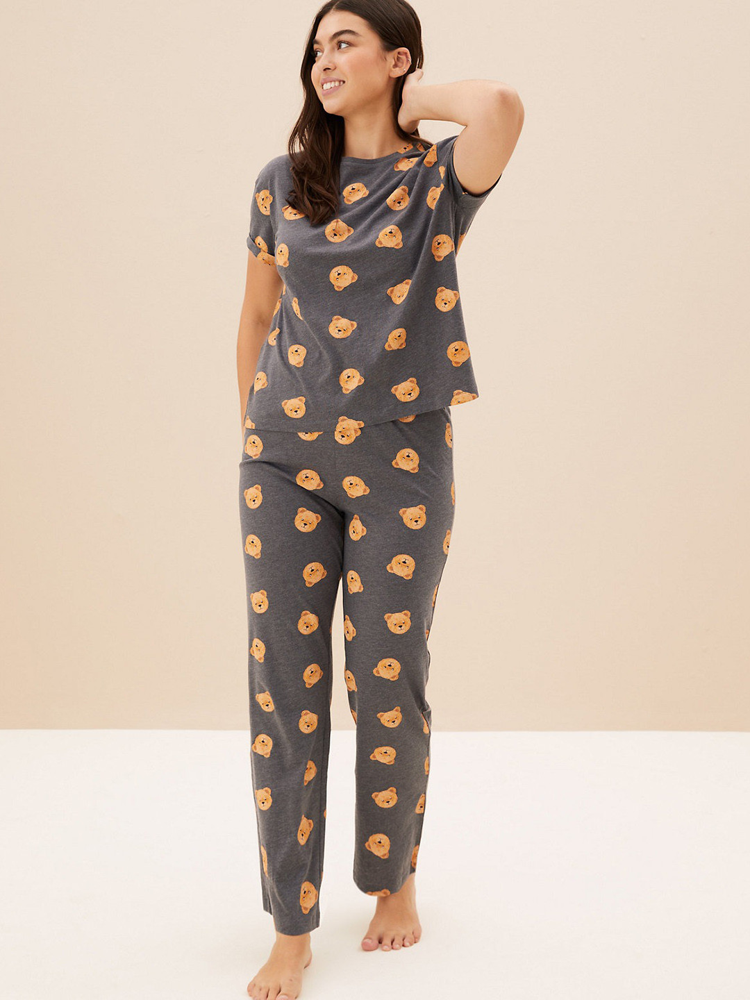 

Marks & Spencer Graphic Printed Night Suit, Grey