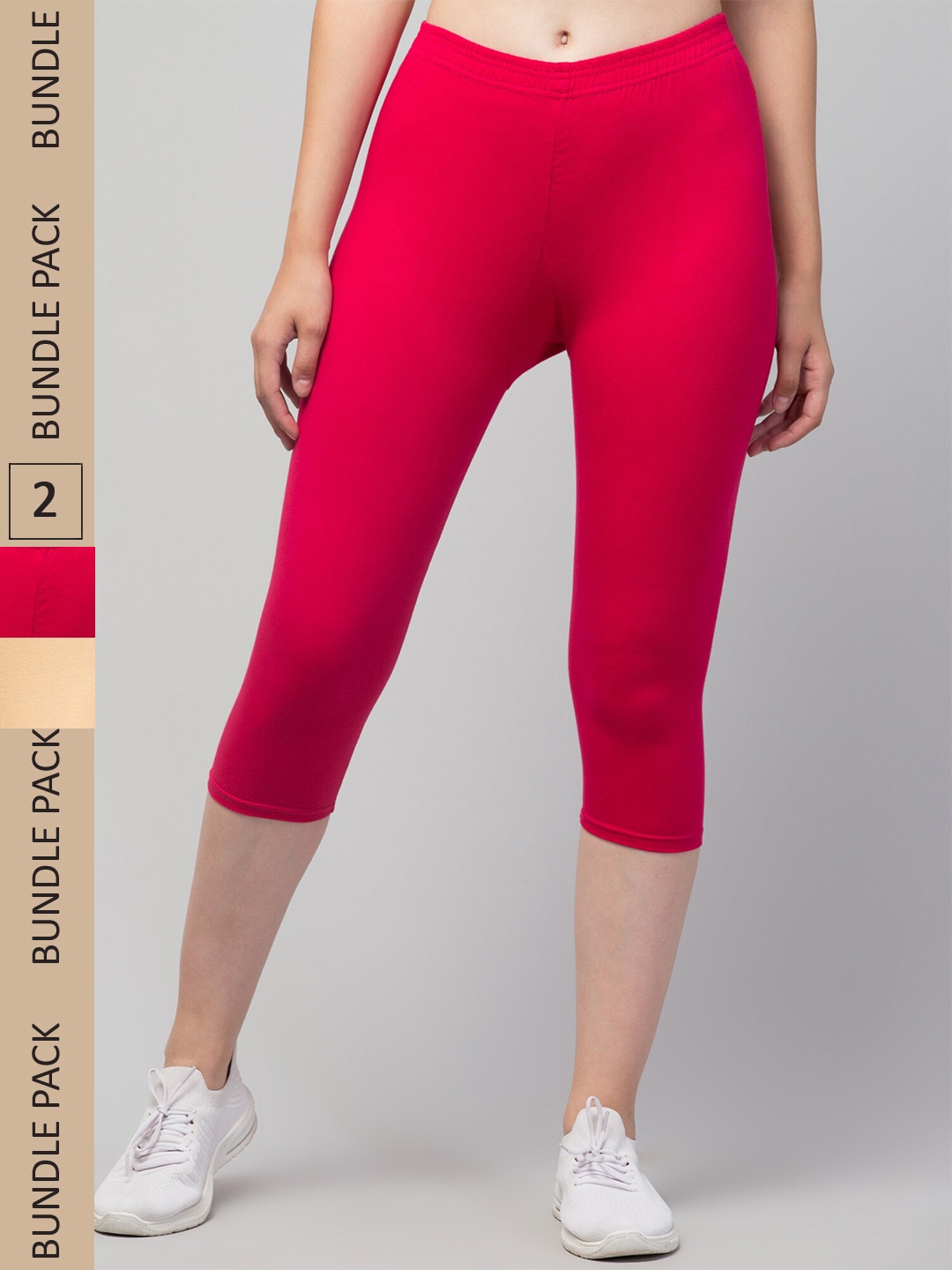 

Apraa & Parma Women Pack Of 2 Skinny Fit Capris, Pink