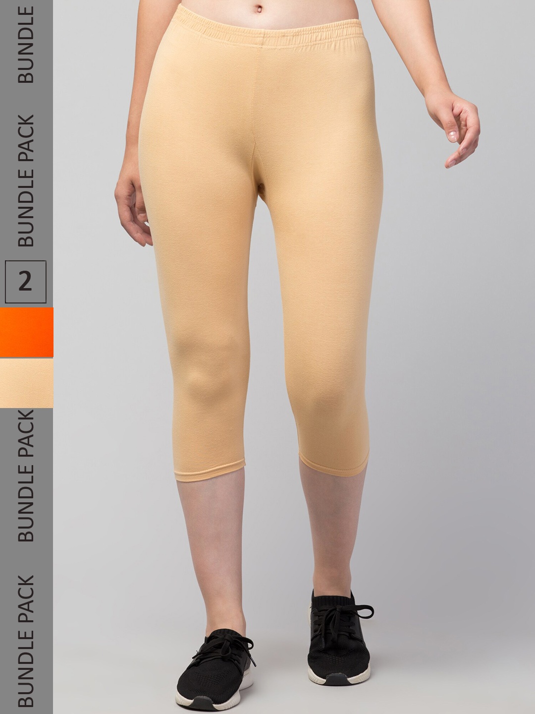 

Apraa & Parma Women Pack Of 2 Skinny Fit Capris, Orange