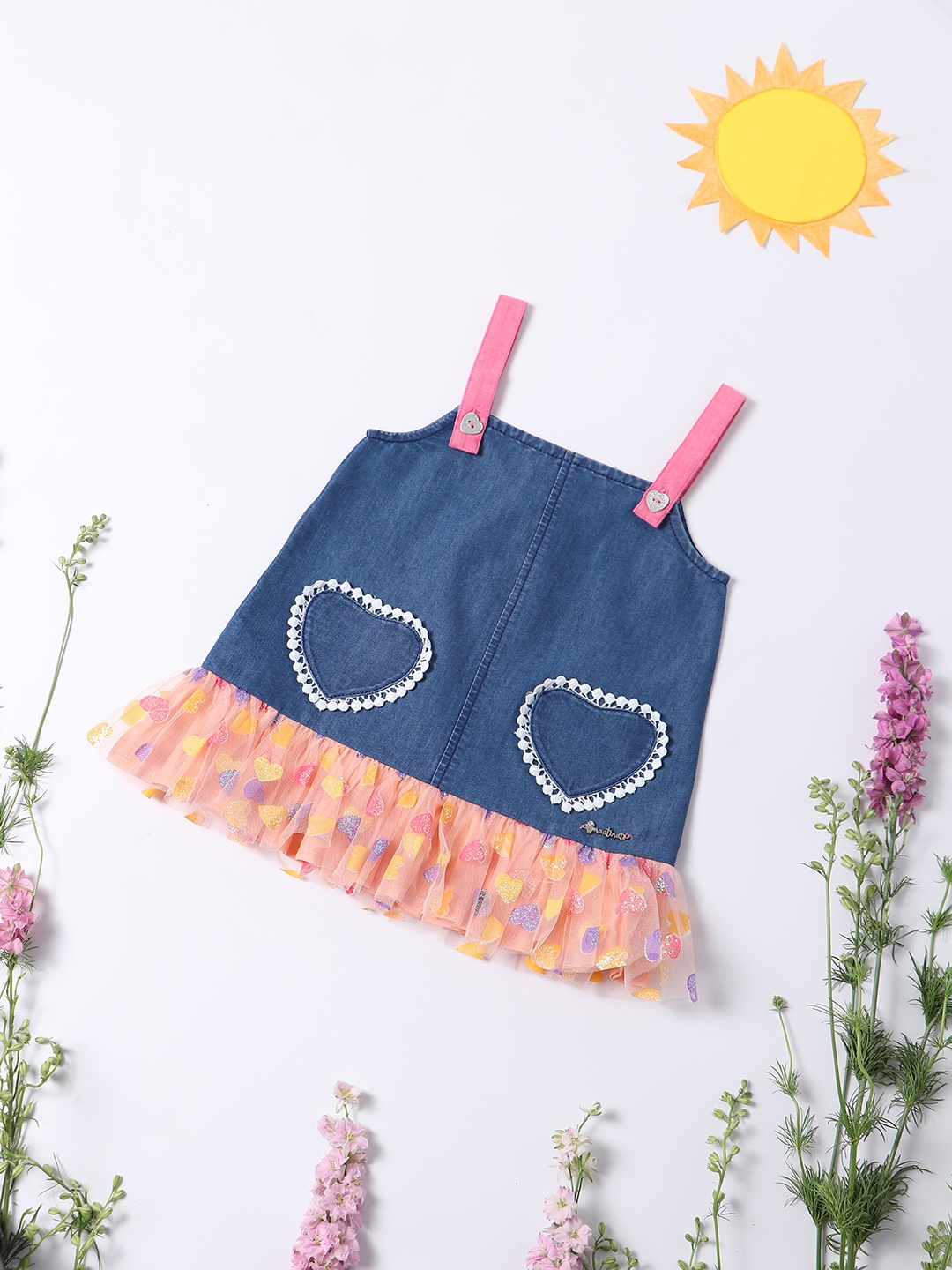 

Nauti Nati Girls Ruffles Denim A-Line Dress, Blue