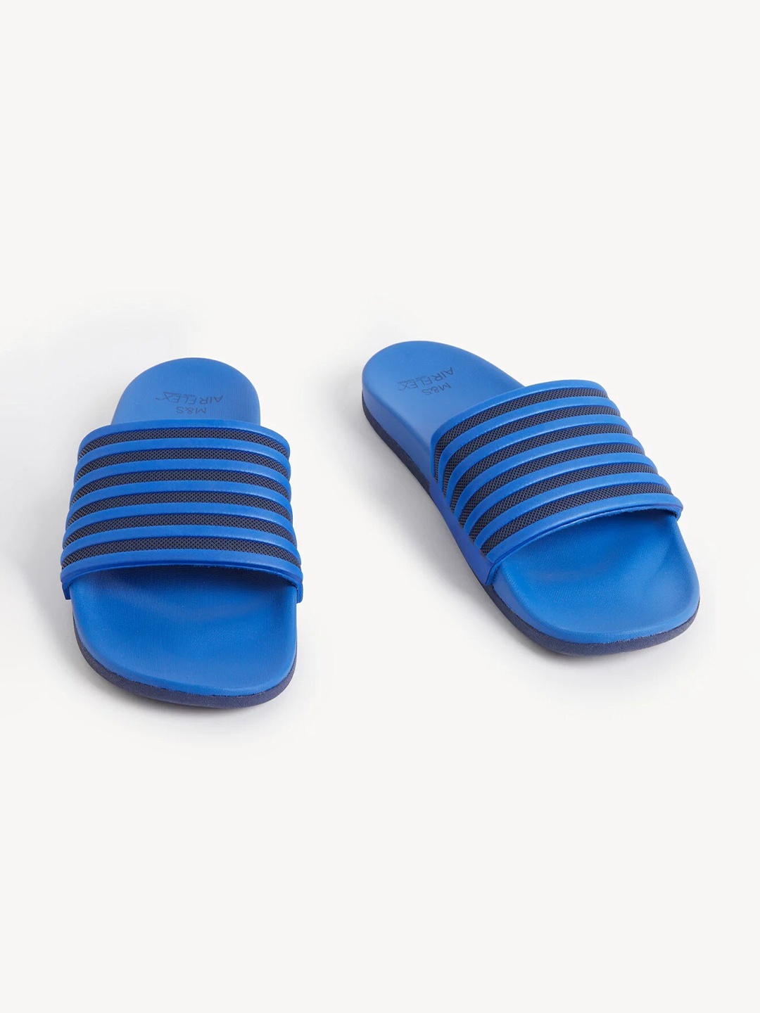 

Marks & Spencer Men Striped Sliders, Blue