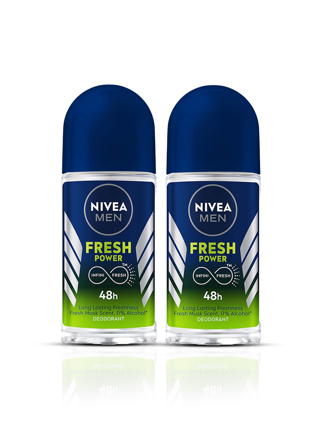 

Nivea Men Set of 2 Fresh Power Long Lasting Roll On Deodorants - 50 ml Each, Navy blue