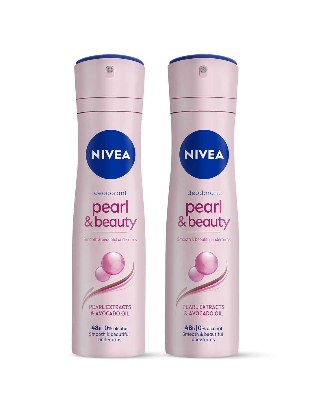 

Nivea Women Set Of 2 Pearl & Beauty Deodorant with Avocado Oil - 123g Each, Pink