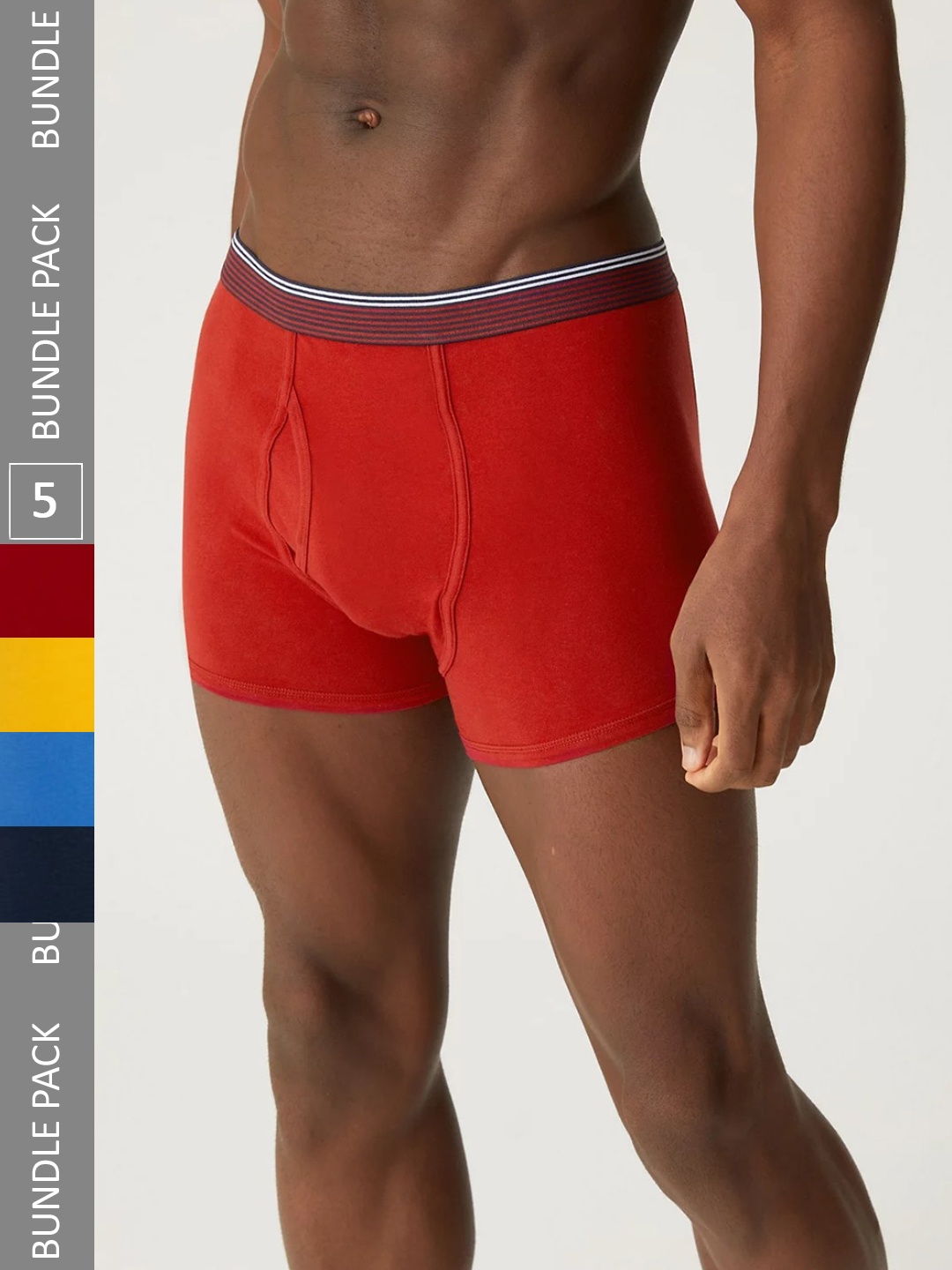 

Marks & Spencer Men Pack Of 5 Cotton Trunks, Red