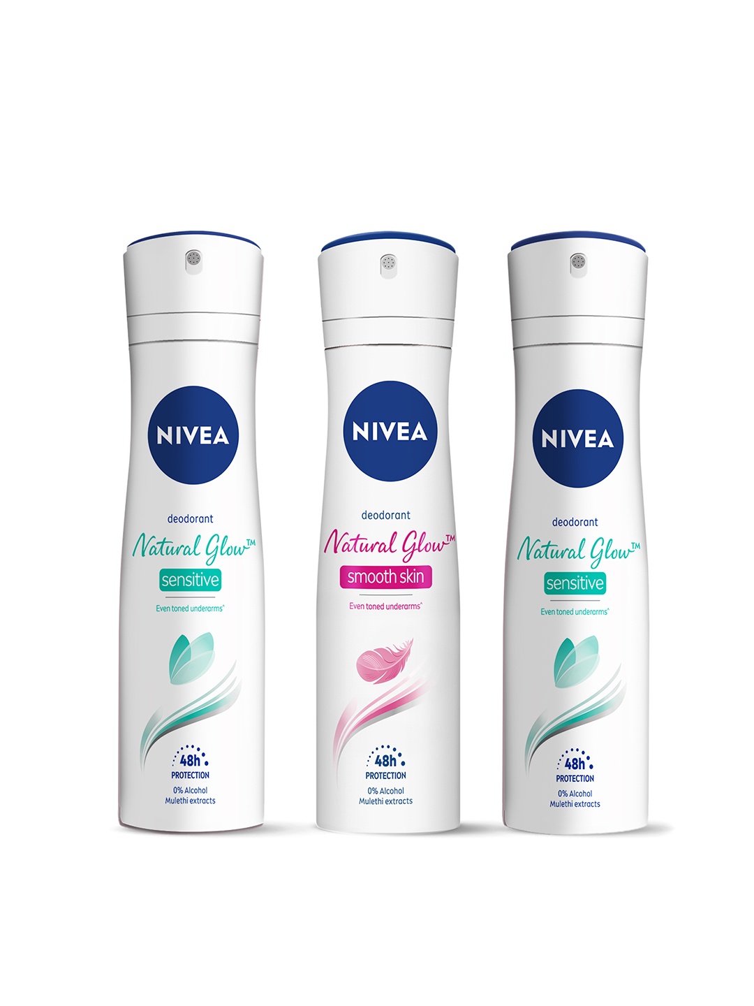 

Nivea Women Set of 3 Whitening Deodorant Body Spray - Sensitive & Smooth Skin - 150ml each, White