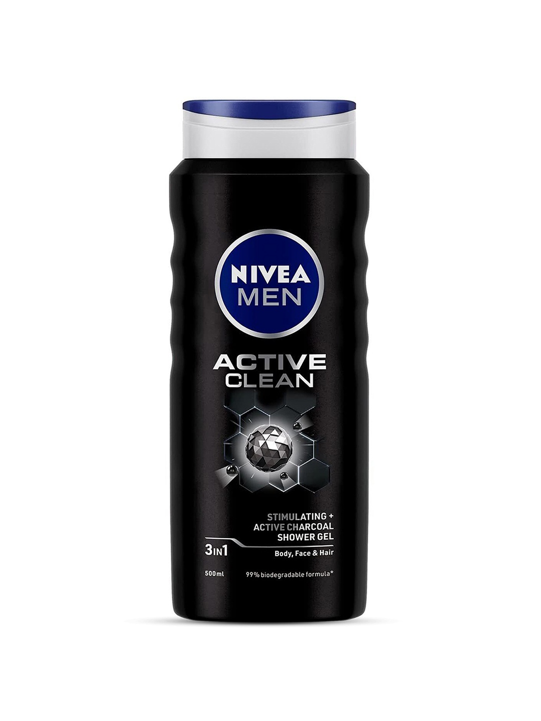 

Nivea Men Active Clean 3-in1 Shower Gel with Charcoal for Body Face & Hair - 500ml, Black