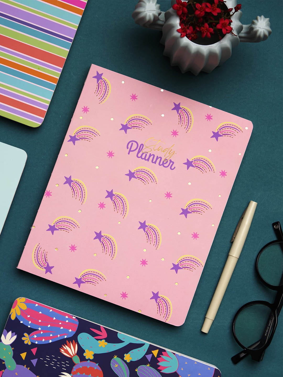 

Doodle Shooting Star Printed Study Planner, Pink