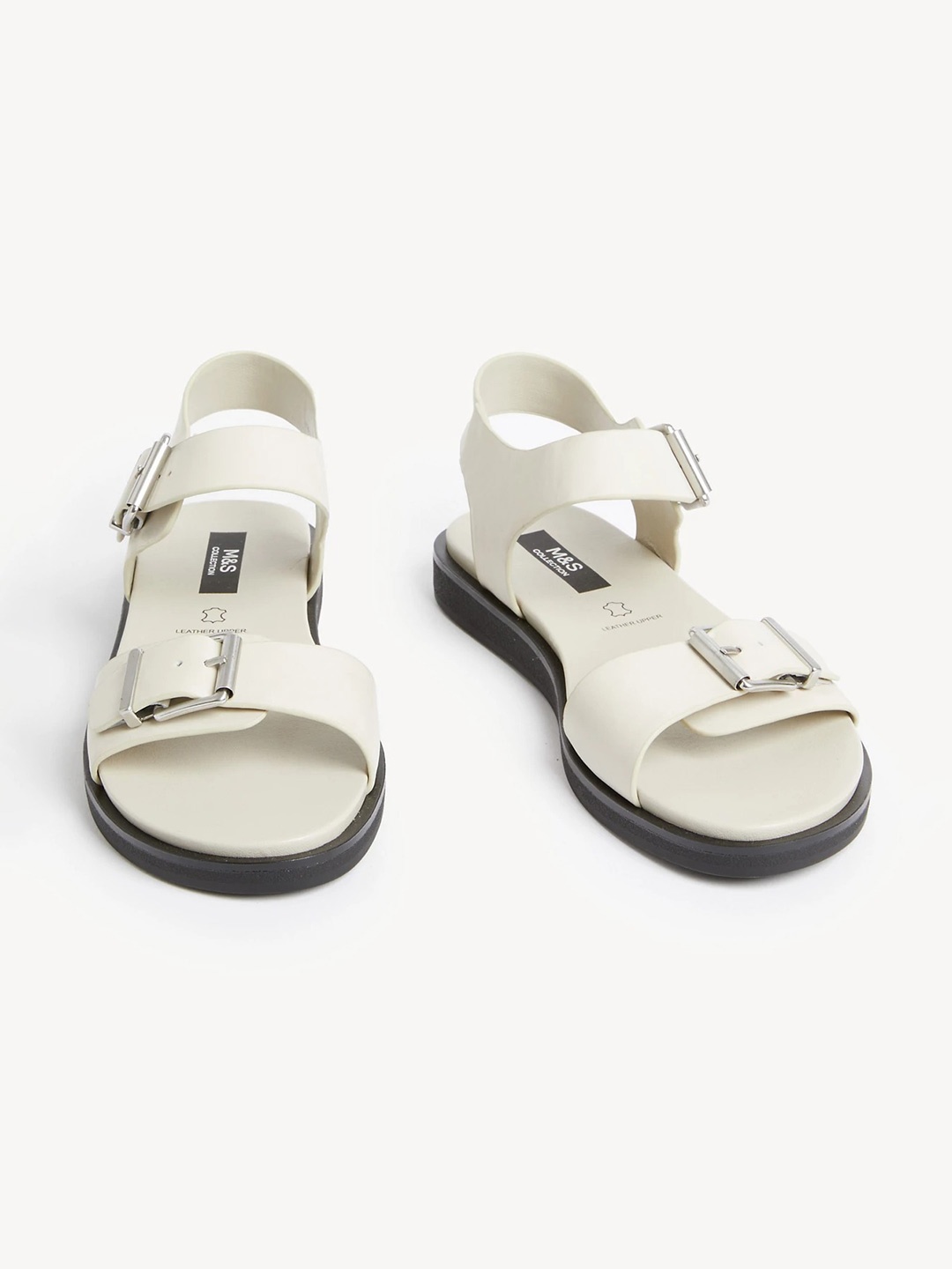 

Marks & Spencer Buckled Leather Open Toe Flats, White